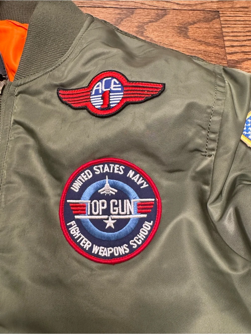 Alpha Industries MA-1 Flight Bomber Jacket Top Gun Patches Youth Size 8